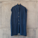 GARIS [ line ] - vest long with belt - 100% blacu cotton